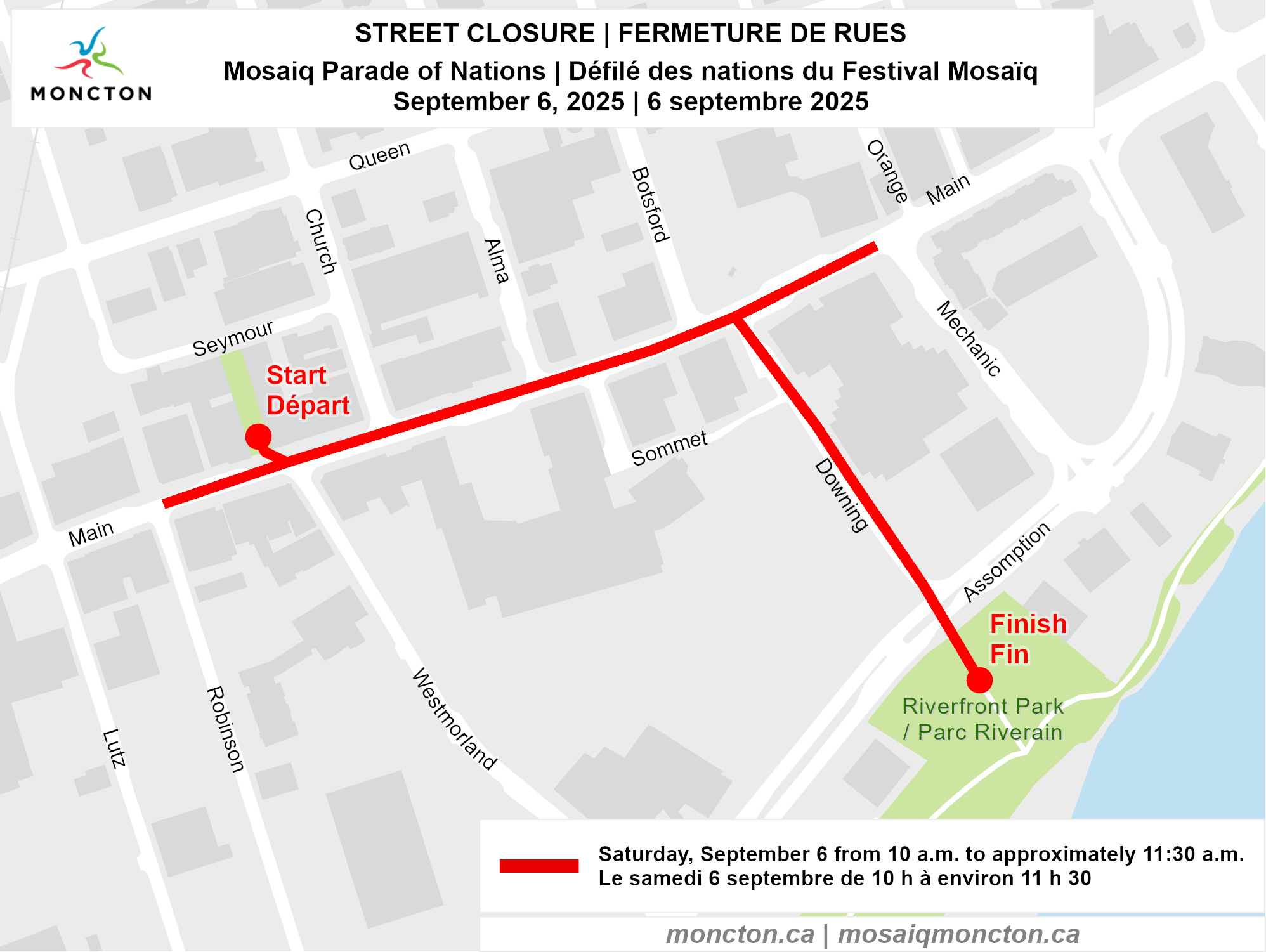 Mosaiq parade street closure map