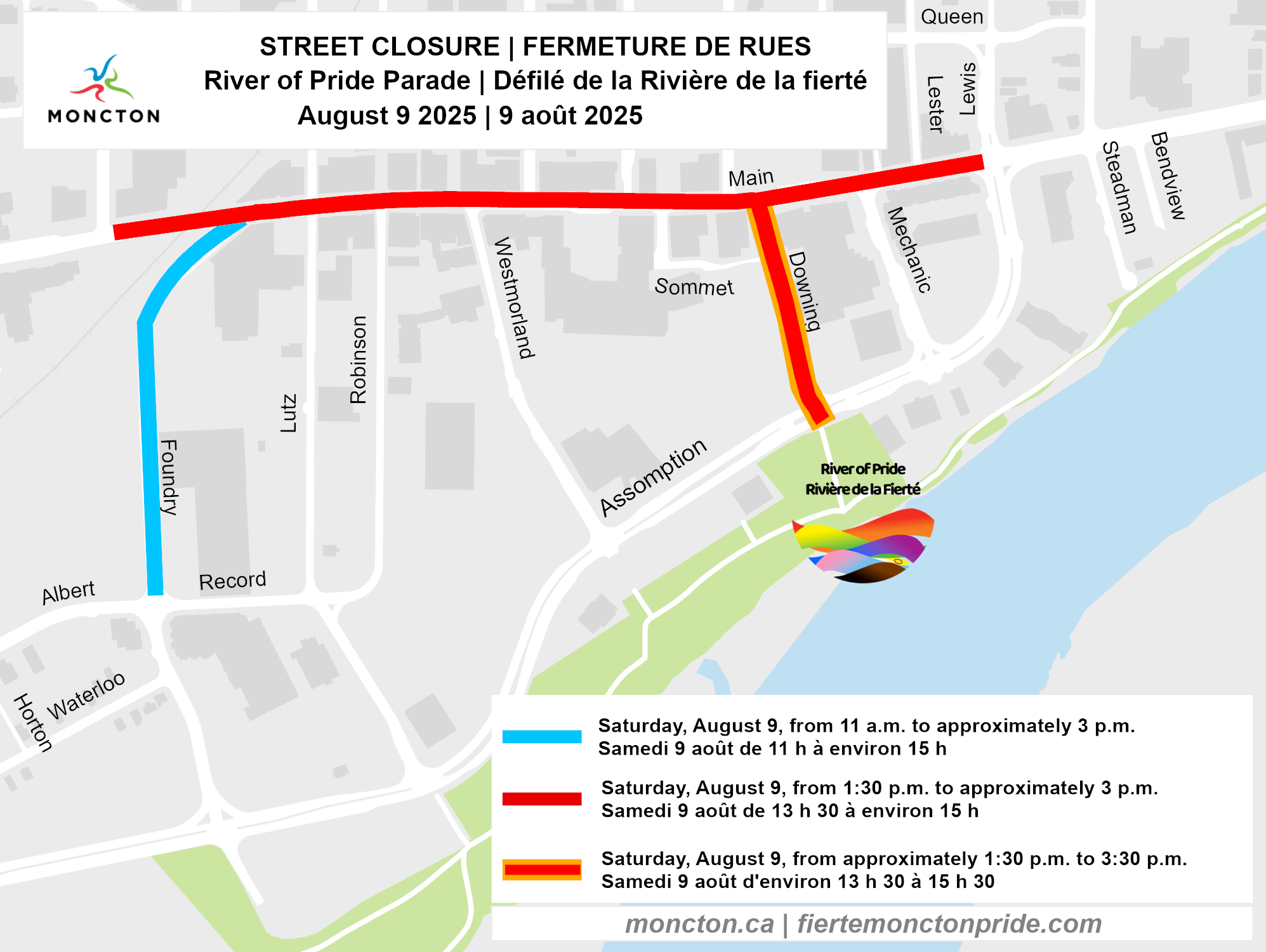 Pride Parade street closure map