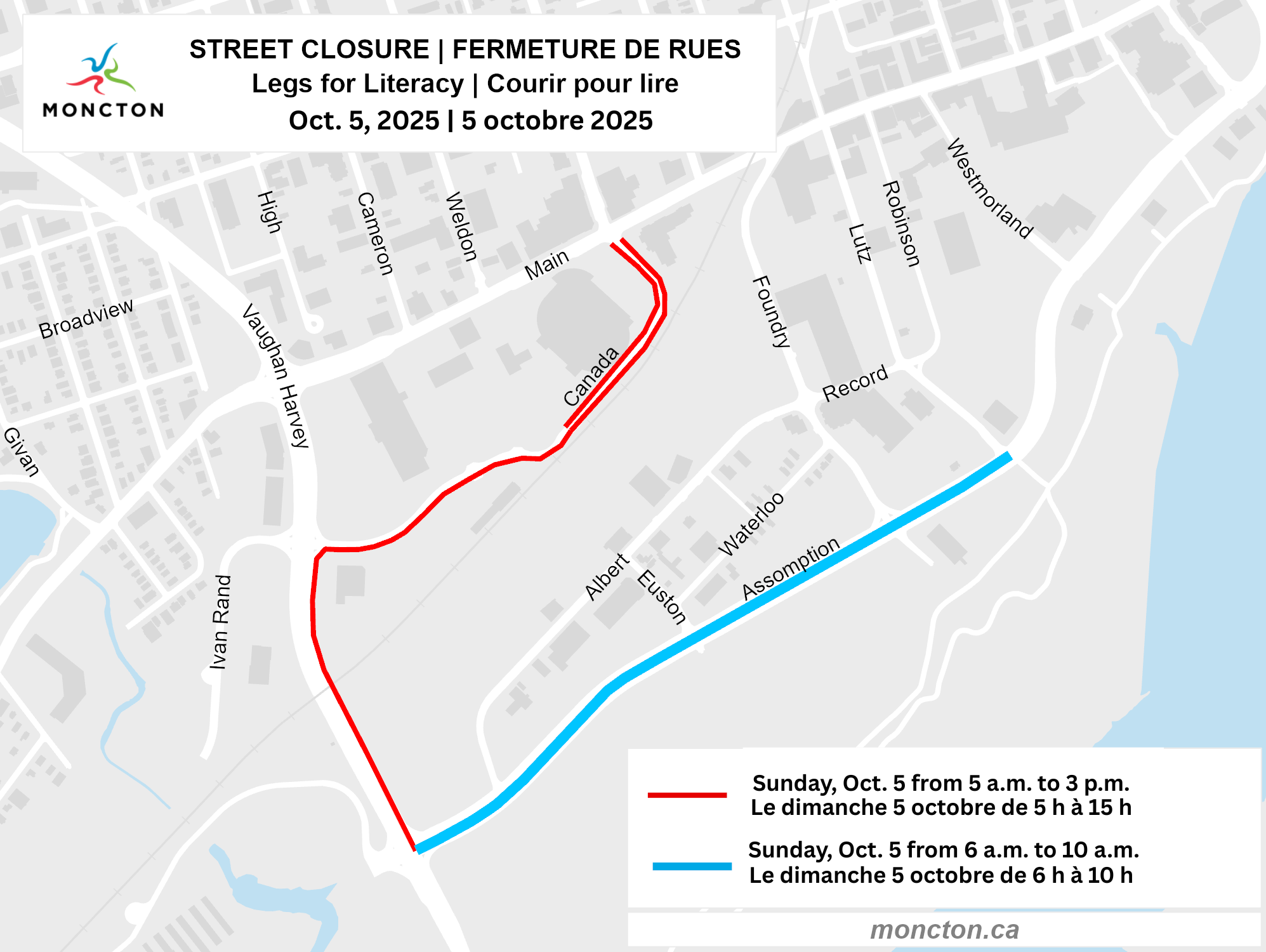 Legs for Literacy street closure map