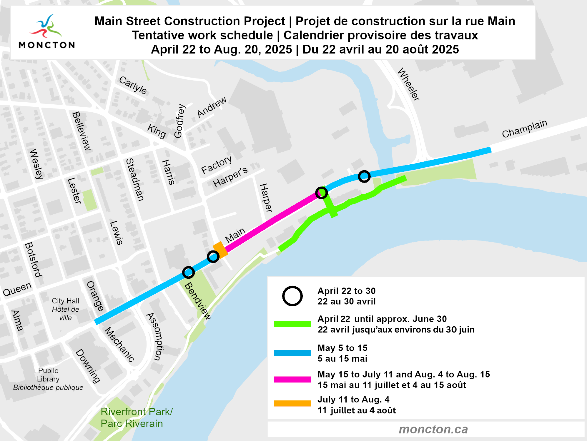 Carte pour le projet de construction sur la rue Main