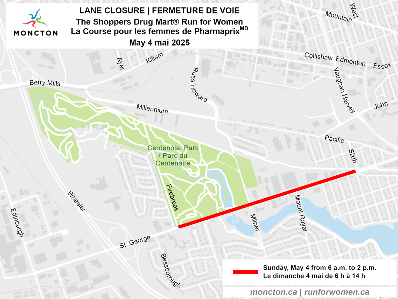 Run for Women lane closure map