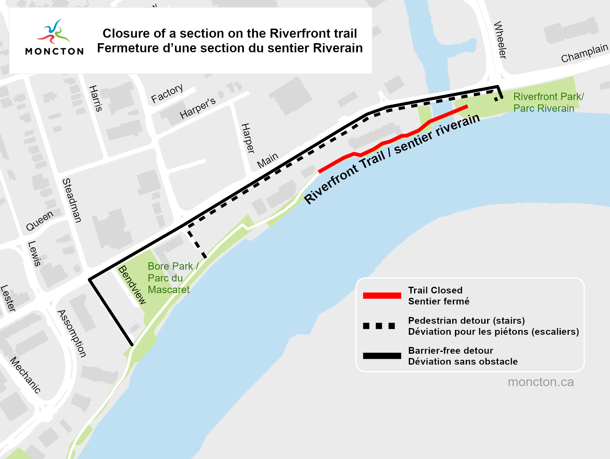 Riverfront Trail closure map