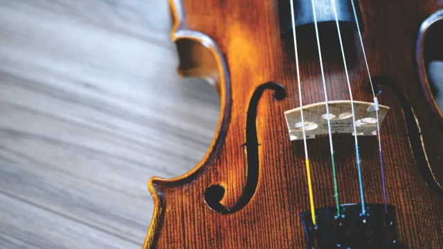 An close-up image of a violin.