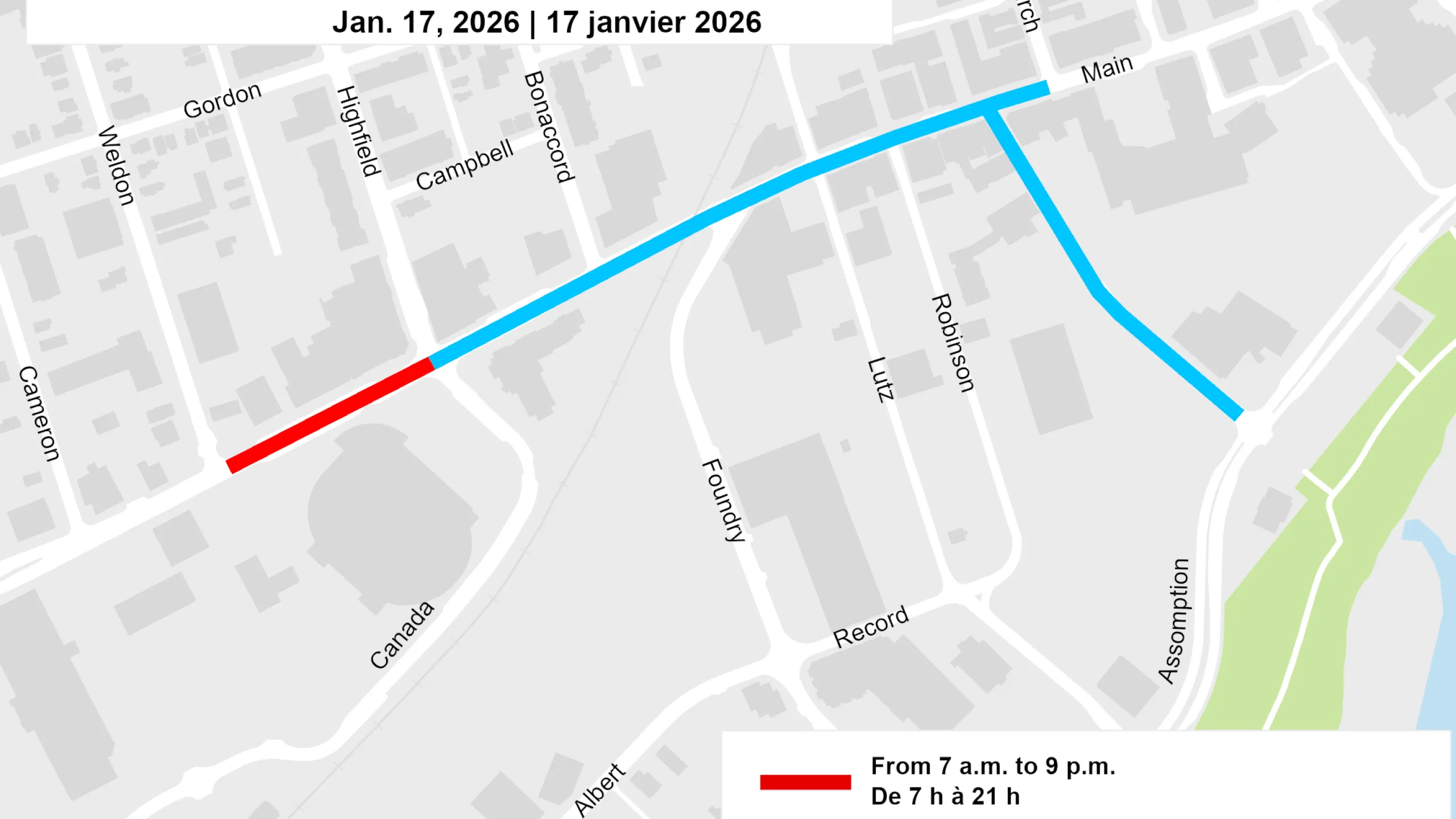 Scotiabank Hockey Day in Canada street closure map