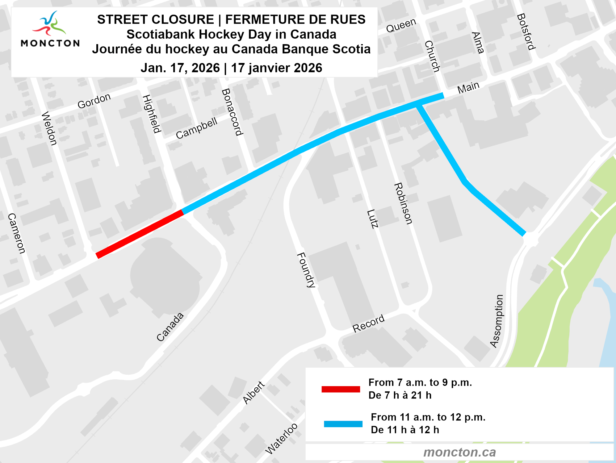 Scotiabank Hockey Day in Canada street closure map